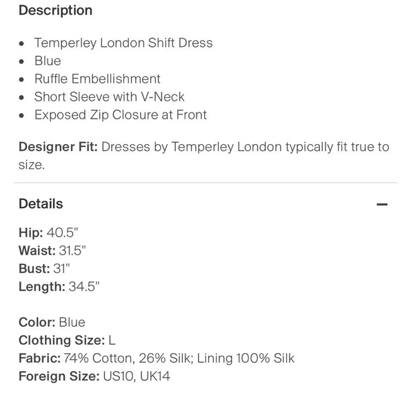 Temperley London absolutely stunning dress size 10 NWOT - Picture 12 of 12